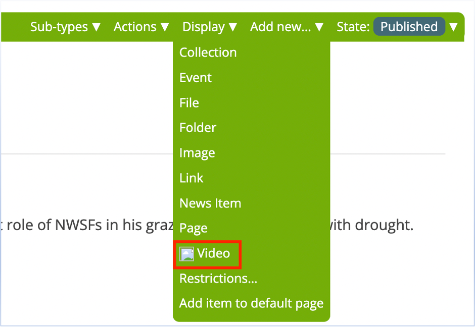 Add new Drop Down Menu Vimeo