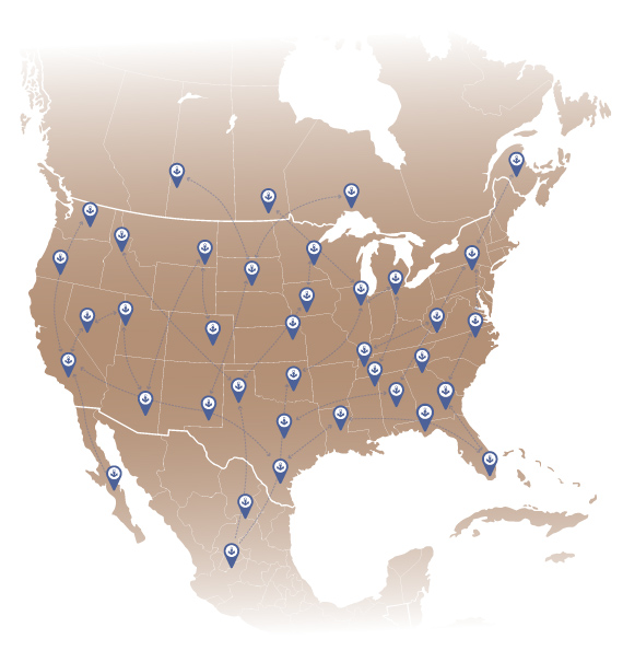 Map showing anchor points