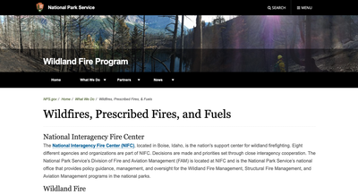 National Park Service Wildfires, Prescribed Fires, and Fuels