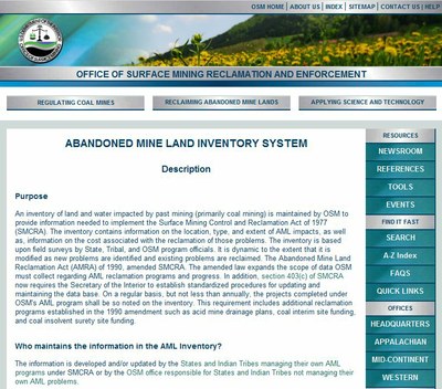 Abandoned Mineland Acid Mine Drainage (AML AMD) Inventory
