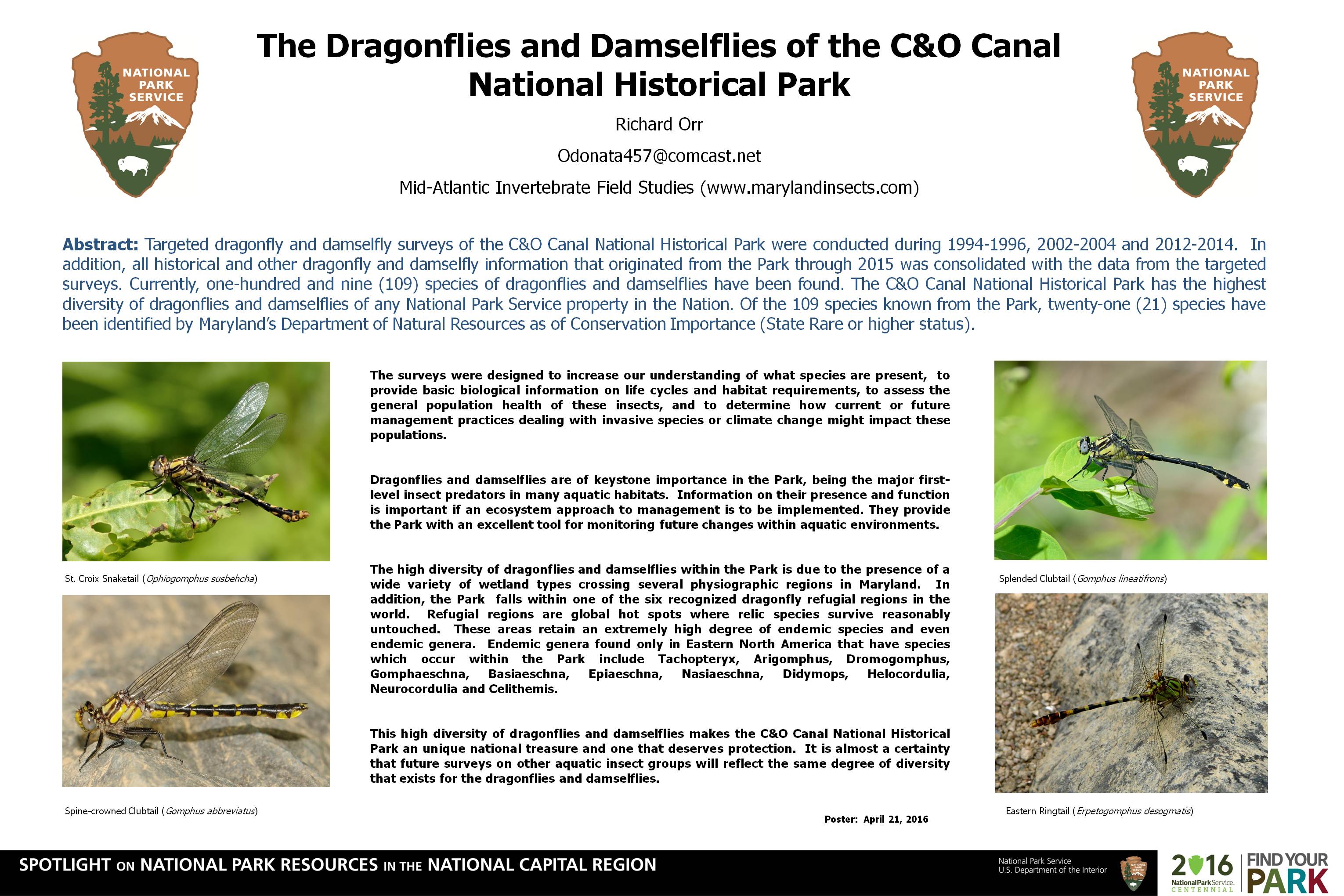 The Dragonflies and Damselflies of the C&O Canal National Historical Park