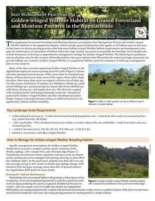 Best Management Practices for Golden-winged Warbler Habitat on Grazed Forestland and Montane Pastures in the Appalachians