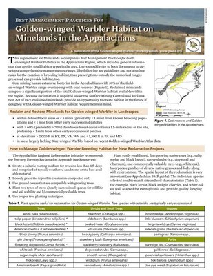 Best Management Practices for Golden-winged Warbler Habitat on Minelands in the Appalachians