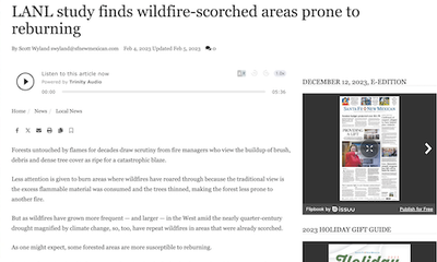 LANL study finds wildfire-scorched areas prone to reburning