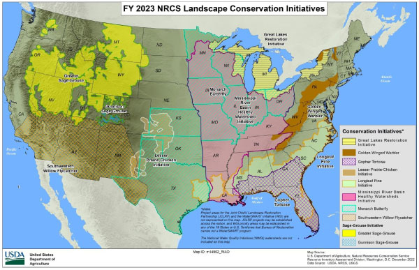 Smaller version of the 2023 NRCS Initiative map