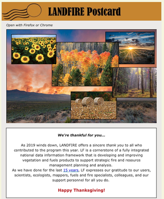 Landfire Postcard November 2019