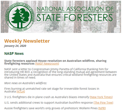 National Association of State Foresters Weekly Newsletter January 24 2020