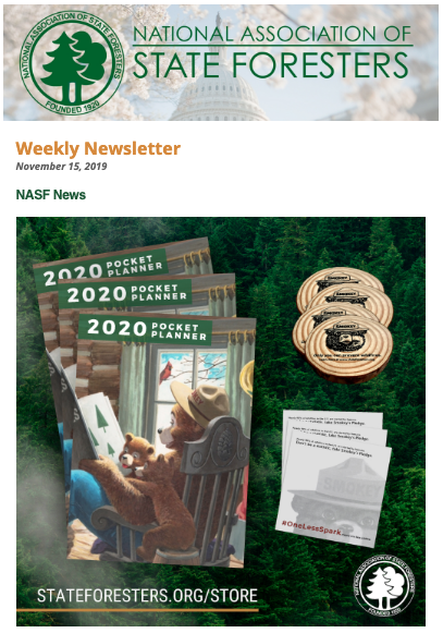 National Association of State Foresters Weekly Newsletter November 15, 2019