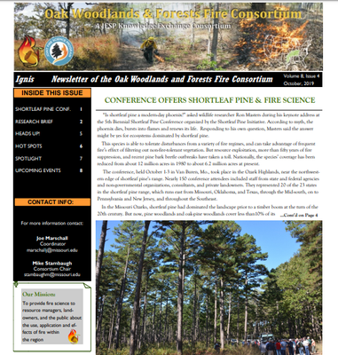 Oak Woodlands & Forest Fire Consortium Newsletter October, 2019