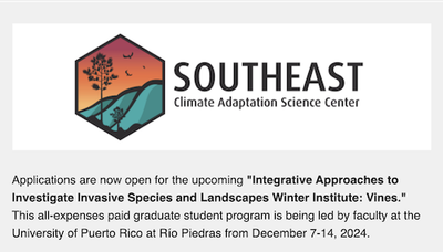 SECASC Applications open for Dec 7-14 Winter Institute on Invasive Vines